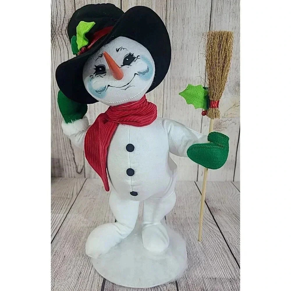 Annalee Dolls Felt Holly Berry Snowman White Red Green 15" 2015 New Flaw